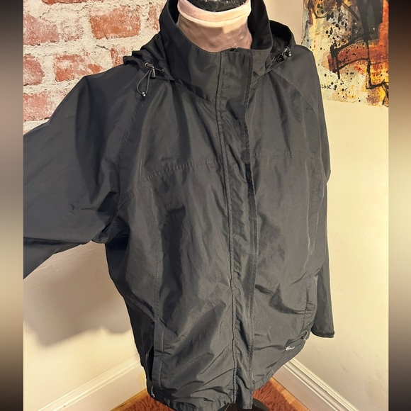 Eddie Bauer Men’s black hooded lightweight jacket rain travel comfy trench 2XL - Picture 1 of 16